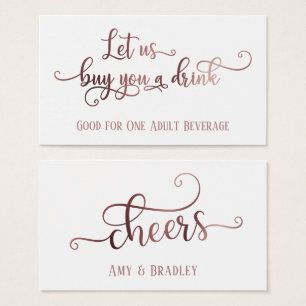 Drink Tickets   Rose Gold Script on Editable White