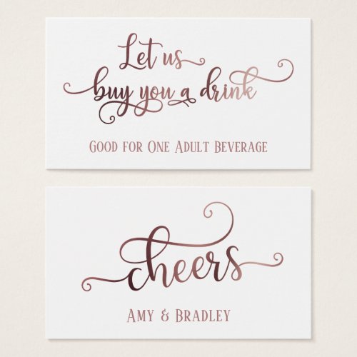 Drink Tickets  Rose Gold Script on Editable White