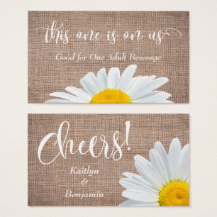 Drink Tickets Script, Rustic Burlap & Daisies