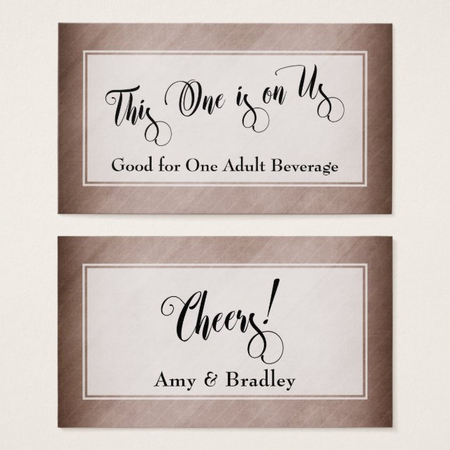 Drink Tickets | Script & Rustic Diagonal, Brown (Front & Back)