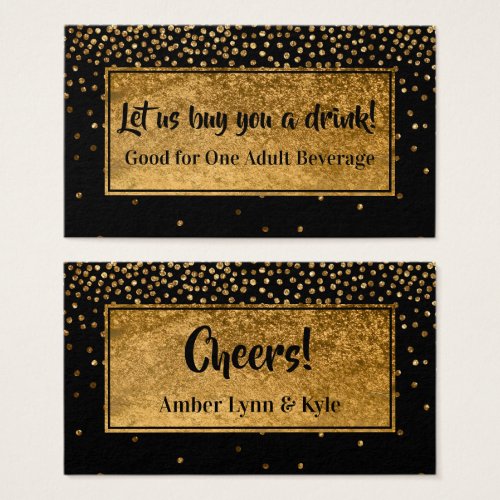 Drink Tickets with Faux Gold Foil Confetti  Black