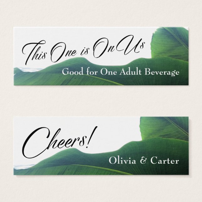 Drink Tickets with Tropical Green Banana Leaves (Front & Back)