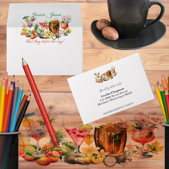 Drink Up Beaches Cocktail Fruit Bachelorette Party Envelope (Drink Up Beaches Cocktail Fruit Bachelorette Party Envelope)