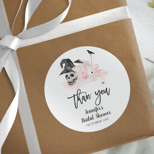 Drink Up Whitches Halloween Bridal Shower  Classic Round Sticker (Creator Uploaded)