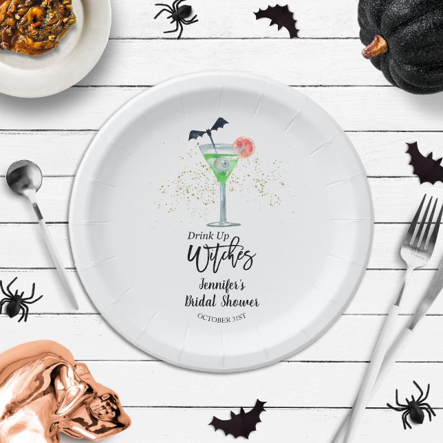 Drink Up Whitches Halloween Bridal Shower Paper Plates (Creator Uploaded)