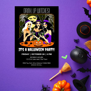 Drink up witches adult Halloween party Invitation