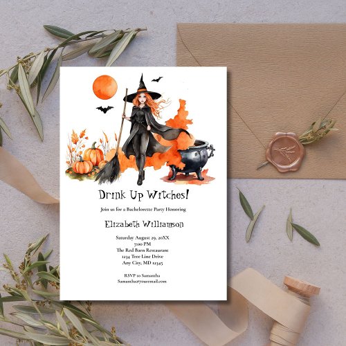 Drink Up Witches Bachelorette Party  Invitation