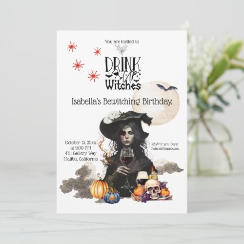 Drink Up Witches Birthday Invitation