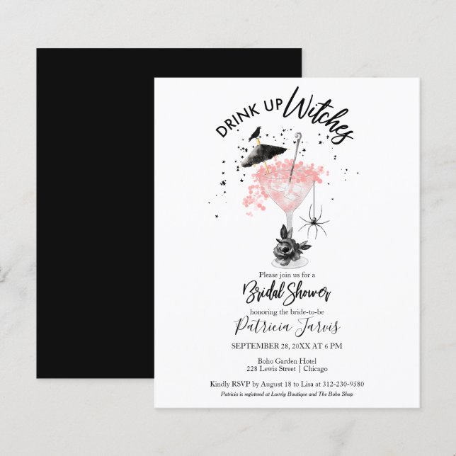 Drink up Witches Bridal Shower Budget Invitations (Front/Back)