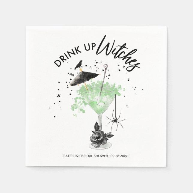  Drink up Witches Cocktail Halloween Bridal Shower Napkins (Front)