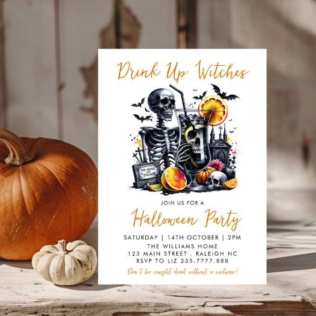 Drink Up Witches Cocktails Adult Halloween Party Invitation (Creator Uploaded)