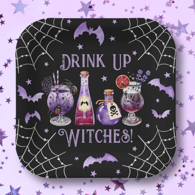 Drink Up Witches Cocktails and Costume Halloween Paper Plates (Drink Up Witches Cocktails and Costume Halloween Paper Plates)