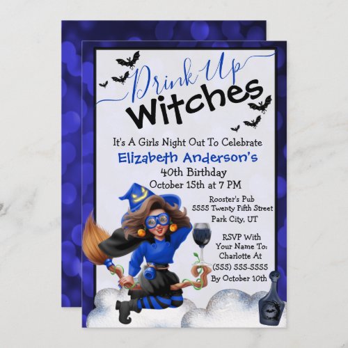 Drink Up Witches Girls Night Out Birthday Invitation