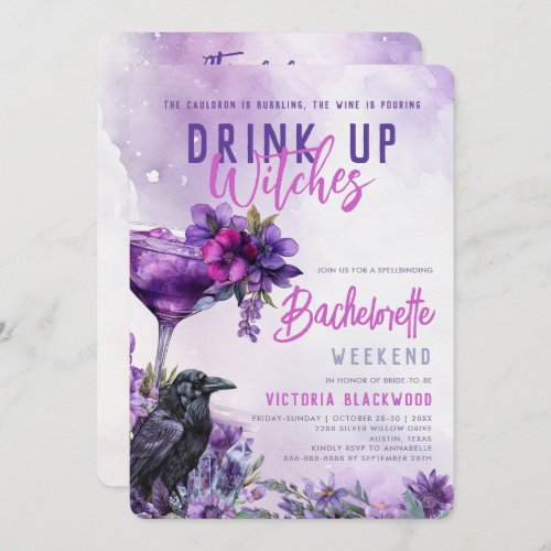 Drink Up Witches Gothic Bachelorette Itinerary  Invitation