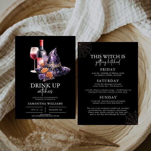 Drink Up Witches Gothic  Bachelorette Party  Invitation