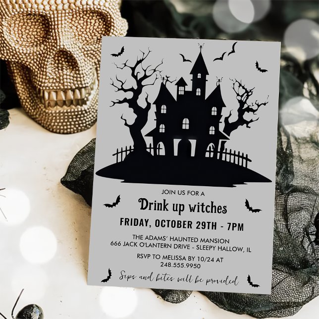 Drink up witches Gray Halloween Party  Invitation (Creator Uploaded)