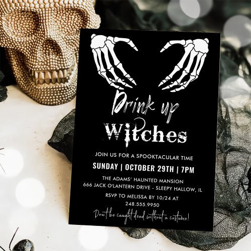 Drink Up Witches Gray Halloween Party  Invitation