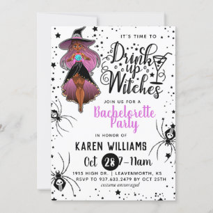 Drink Up Witches Halloween Bachelorette Party Invi Invitation