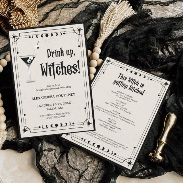 Drink Up Witches Halloween Bachelorette Party Invi Invitation (Creator Uploaded)