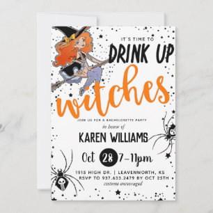 Drink Up Witches Halloween Bachelorette Party Invitation