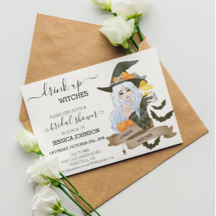Drink Up Witches Halloween Bridal Shower Invitation