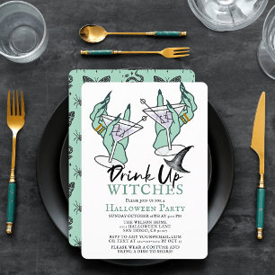 Drink Up Witches Halloween Cocktail Party Invitation