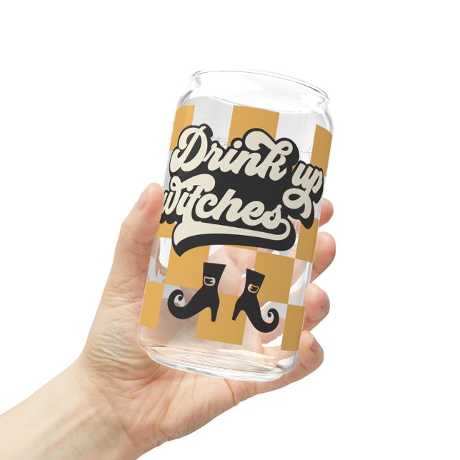 Drink Up Witches Halloween Glass, Fall Season Gift Can Glass (Creator Uploaded)