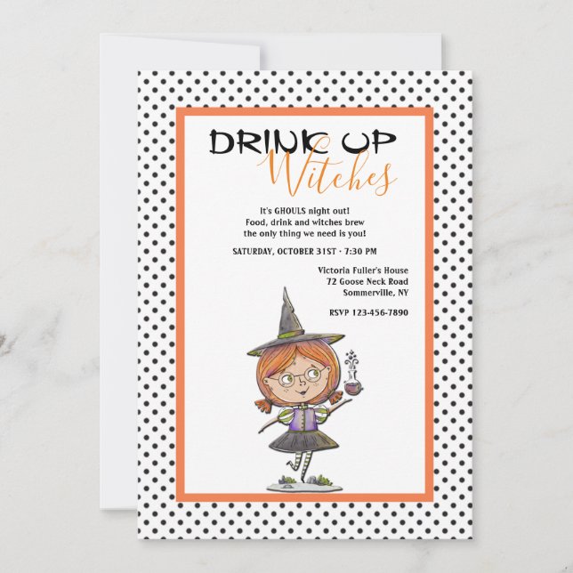 Drink Up Witches Halloween Invitation (Front)