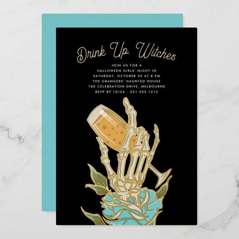 Drink Up, Witches | Halloween Party Foil Invitation