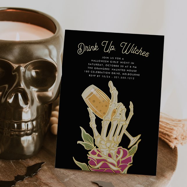 Drink Up, Witches | Halloween Party Foil Invitation (Creator Uploaded)