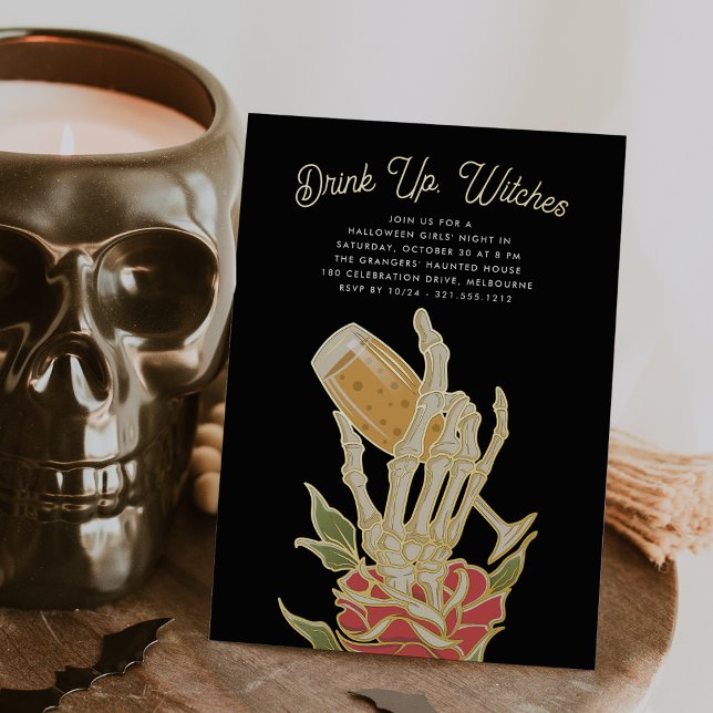 Drink Up, Witches | Halloween Party Foil Invitation (Creator Uploaded)