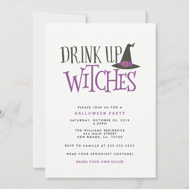 Drink Up Witches Halloween Party Invitation (Front)