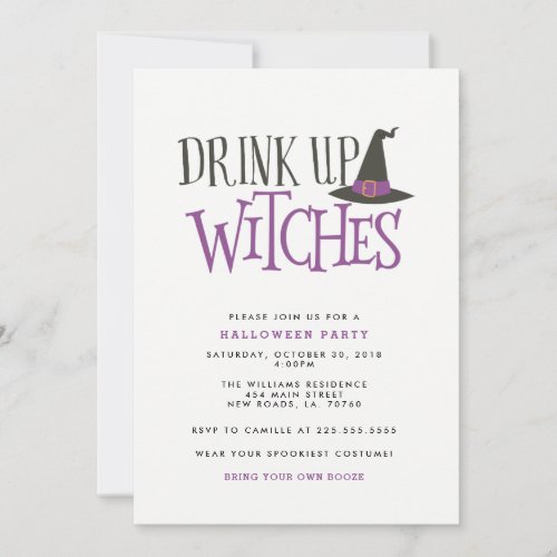 Drink Up Witches Halloween Party Invitation