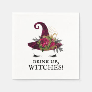 Drink Up Witches Halloween Red Witch Hat Napkins