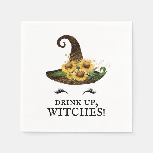 Drink Up Witches Halloween Sunflower Witch Hat Napkins