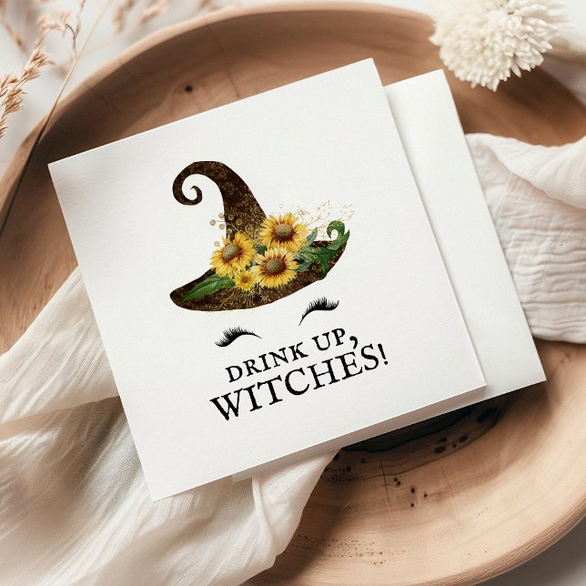 Drink Up Witches Halloween Sunflower Witch Hat Napkins (Creator Uploaded)