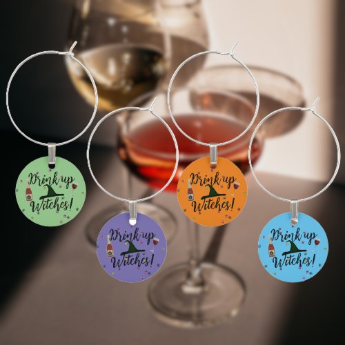 Drink Up Witches Halloween Wine Charm Set