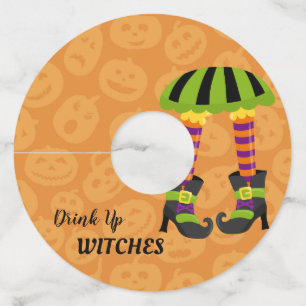 Drink Up Witches Halloween Wine Glass Tag