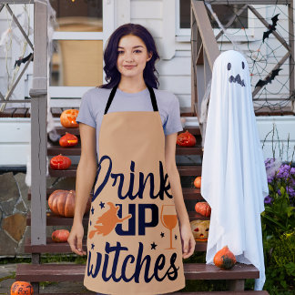 Drink up Witches Happy Halloween orange Apron