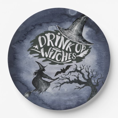 Drink Up Witches Night Sky Halloween Paper Plates