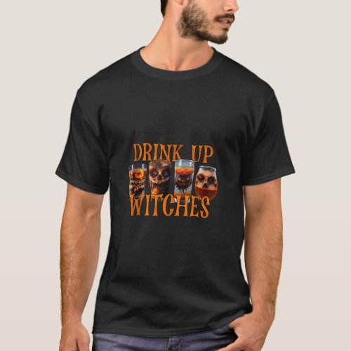 Drink Up Witches Not Trick Me Just Treat Me Wine H T_Shirt
