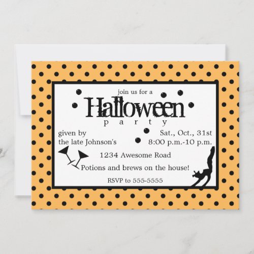 Drink Up Witches Polka Dot Halloween Invitation