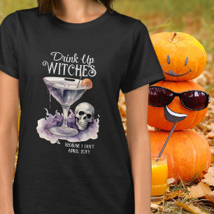 Drink Up Witches Pregnancy Reveal Purple White T-Shirt