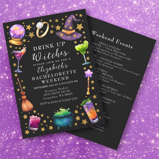 Drink up Witches Spooky Bachelorette Weekend Invitation (Creator Uploaded)
