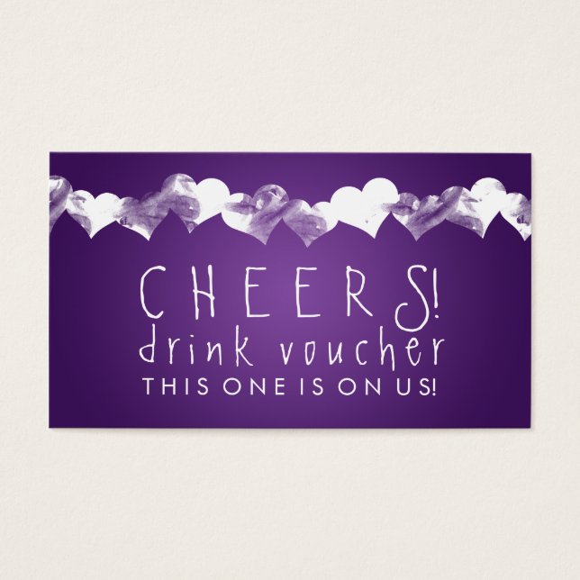 Drink Voucher Grunge Hearts Purple (Front)