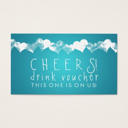 Drink Voucher Grunge Hearts Turquoise