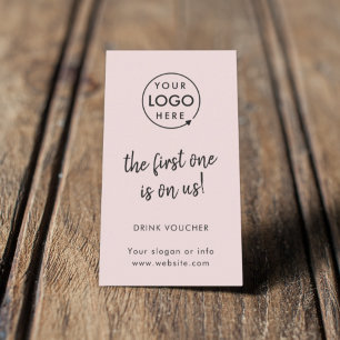 Drink Voucher Pink Logo Company Party Event Card
