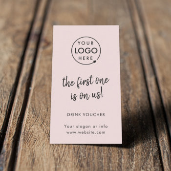 Drink Voucher | Pink Logo Company Party Event Card by GuavaDesign at Zazzle