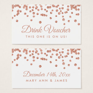 Drink Voucher Rose Gold Faux Glitter Confetti