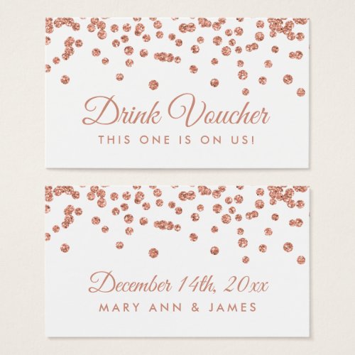 Drink Voucher Rose Gold Faux Glitter Confetti